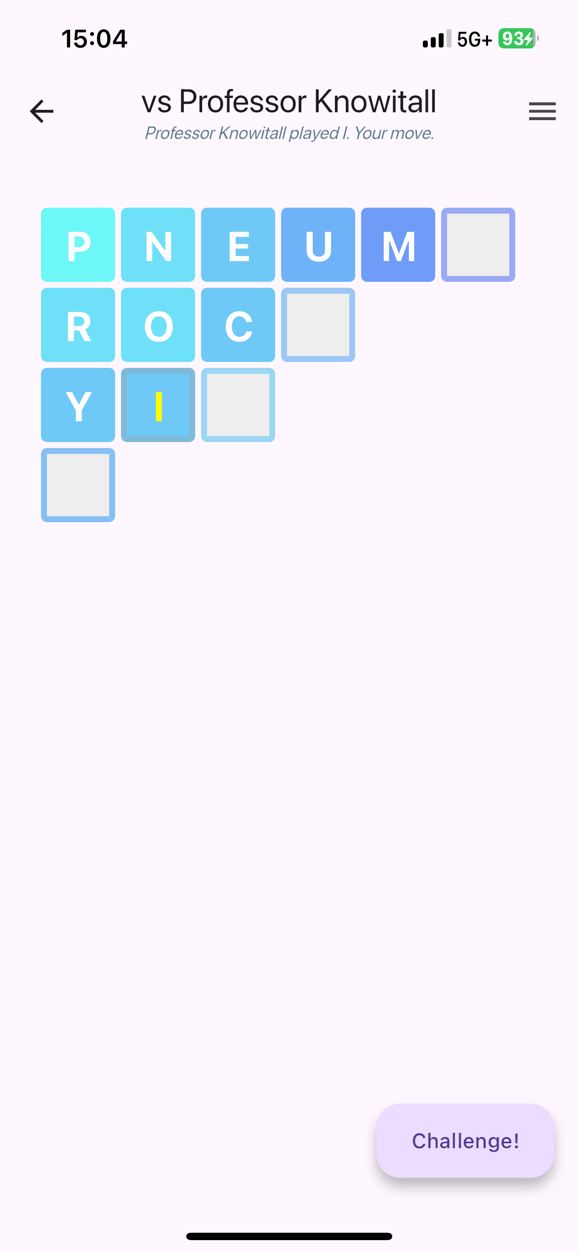 Screenshot of Completio showing a game board example